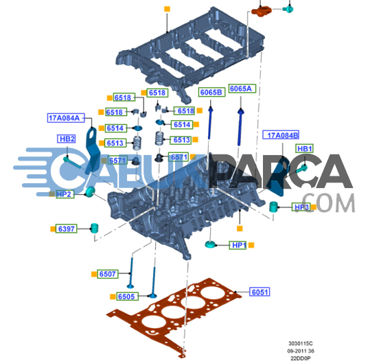 BK3Q 6049 AE transit silindir kapağı